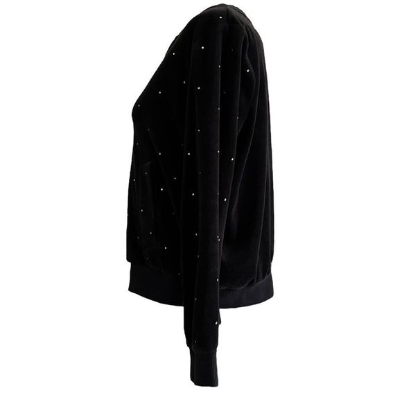 Michael Kors Black Velour Rhinestone Bomber Jacket  Large Black and gold - Picture 4 of 11